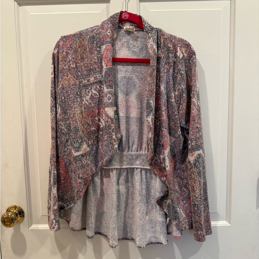 Anthropologie Weston Bohemian Patterned Open Cardigan EUC med